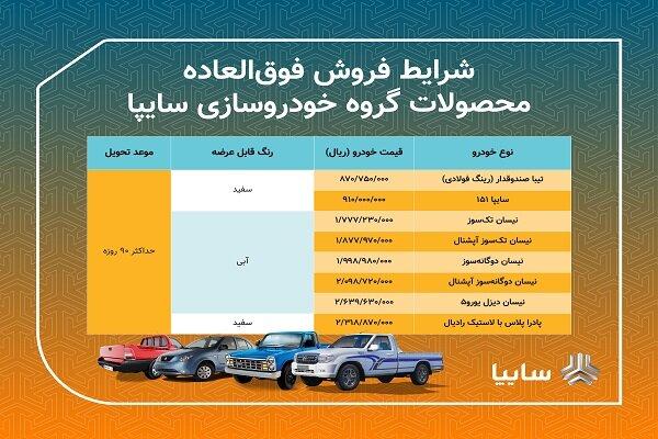 آغاز فروش فوق العاده ۸ محصول سایپا از امروز