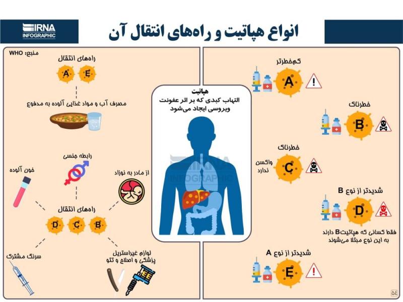 اینفوگرافیک | انواع هپاتیت و راه‌های انتقال آن