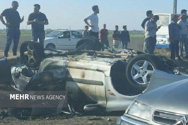 حریق خودروی سواری در جاده پارس‌آباد یک فوتی و ۳ مصدوم بر جا گذاشت