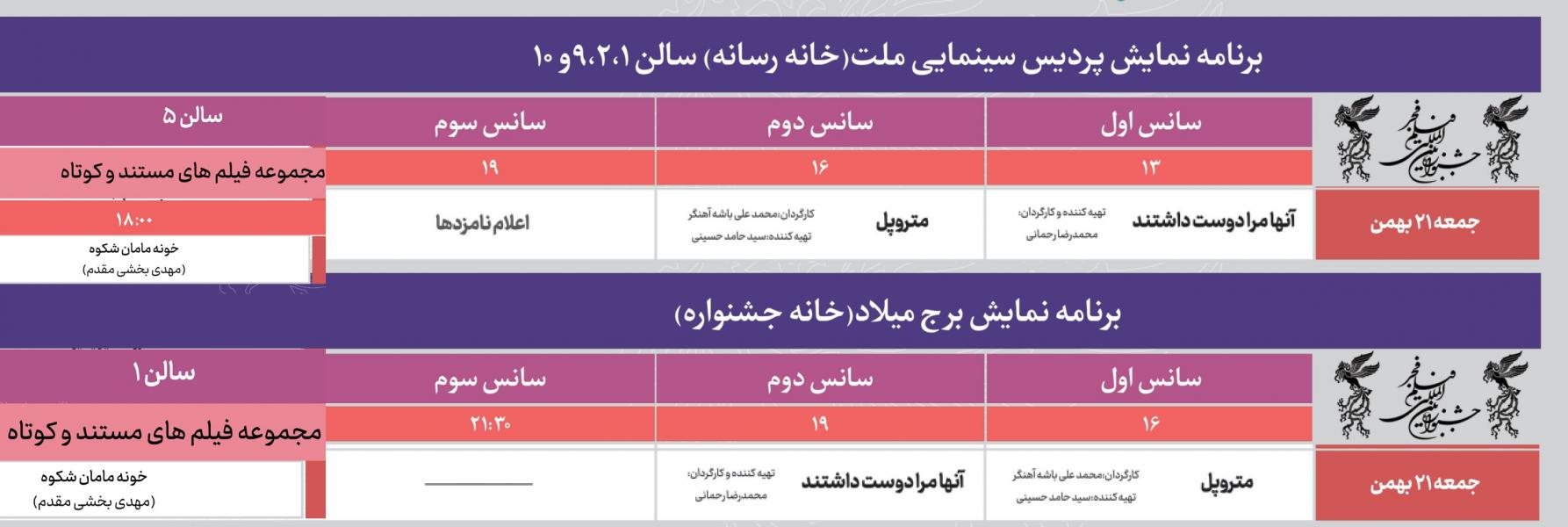 تماشای سینما متروپل / اعلام نامزدهای سیمرغ بلورین / رونمایی چهره از مهمانان خارجی جشنواره